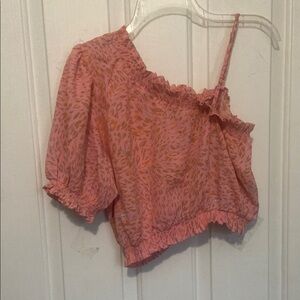 Vero Moda Orange Asymmetrical Ruffled Crop Blouse